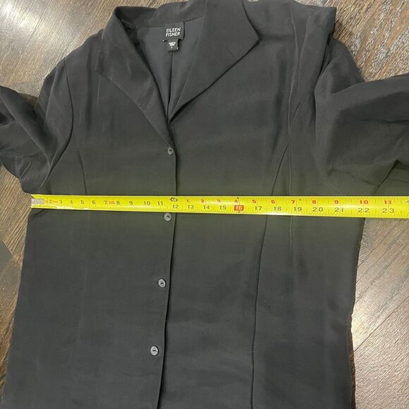 Eileen Fisher Jacket Women’s Large Black Silk Button Up Minimalist Lagenlook - Picture 6 of 6